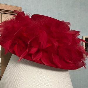 Betmar Vibrant Red Feathered Hat